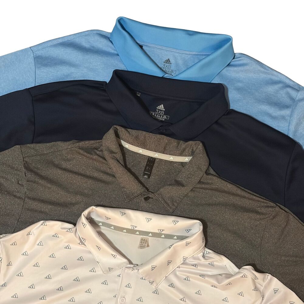Adidas Polo Shirt Men 3XB 3XL Big Tall Short Sleeve Performance Golf Lot of 4